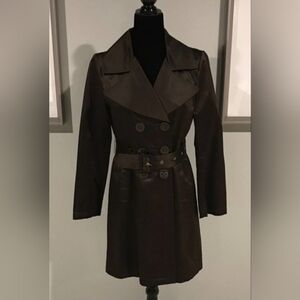 Chocolate Brown Long Trench Coat - size Medium
